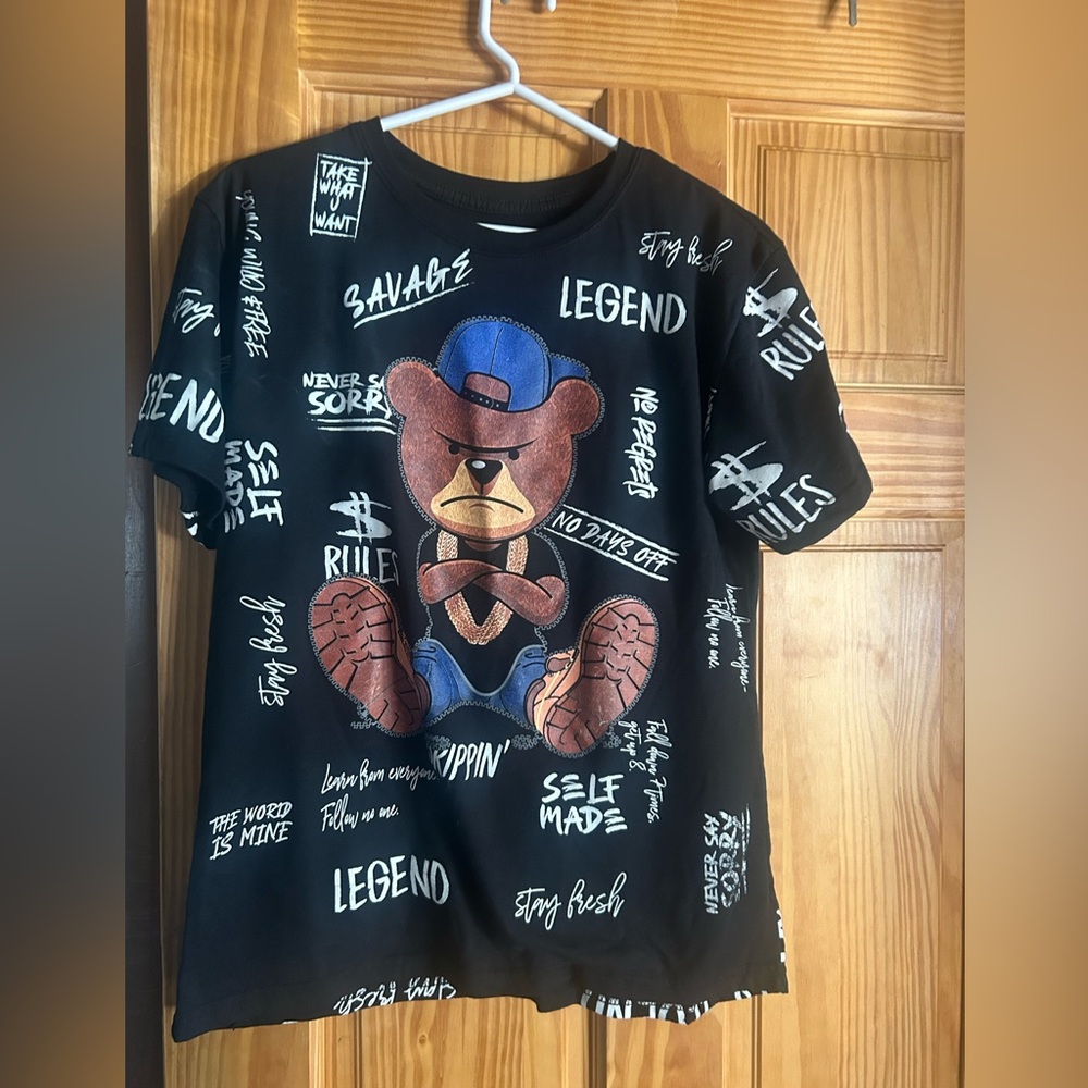 Dirty Laundry Black Kids T-Shirt with Bear Graphic